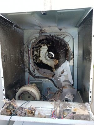 INSIDE DRYER CLEANING - Dryer with debris versus clean dryer INSIDE DRYER CLEANING - Dryer with debris versus clean dryer