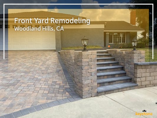 Front Yard Walkway & Driveway | Woodland Hills, CA - Recently, we completed a project in Woodland Hills, CA. The project involved repairing and replacing the driveway and walkway. The customer chose us because of our experience and reputation for quality workmanship.

The original driveway and walkway were made of flagstone and interlocking pavers. Over time, the flagstone had cracked and the pavers had shifted, creating a tripping hazard.

To solve the problem, we first removed the old driveway and walkway. We then repaired the underlying soil and installed a new layer of gravel. We then installed a new driveway and walkway made of flagstone and interlocking pavers.

The project was challenging due to the size and complexity of the job. However, we were able to complete it on schedule and within budget. The customer was very satisfied with the results.