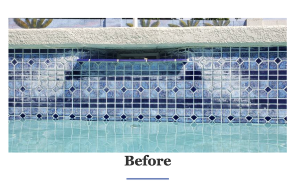 Before & After - Using a custom designed equipment system, a micro media is blown against the surface to remove the scale. This method is state of the art, cost-effective, and environmentally safe.
The site is thoroughly cleaned afterwards, and a optional liquid sealer is applied to tile surfaces to give protection from the scale returning too quickly Before & After - Using a custom designed equipment system, a micro media is blown against the surface to remove the scale. This method is state of the art, cost-effective, and environmentally safe.
The site is thoroughly cleaned afterwards, and a optional liquid sealer is applied to tile surfaces to give protection from the scale returning too quickly