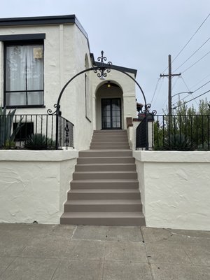 Stucco Repair/Exterior Painting - Stucco home in Oakland with large cracks, missing stucco, and failing paint. This transformation shows how a technical team can turn even the worst of surfaces into the star of the neighborhood.