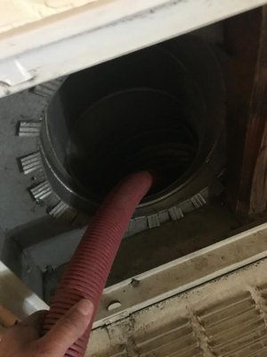 Rotobrush Cleaning - Eco Heating & Cooling Inc, Here we are using Rotobrush Cleaning to clean ducts.