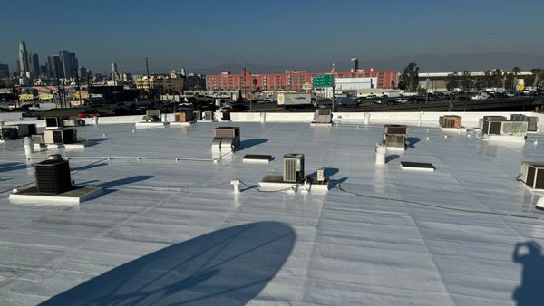 Guess HQ Los Angeles - We did a full Silicone Roof Coating transforming this old roof into a brand new eco-friendly "Cool Roof" Guess HQ Los Angeles - We did a full Silicone Roof Coating transforming this old roof into a brand new eco-friendly "Cool Roof"
