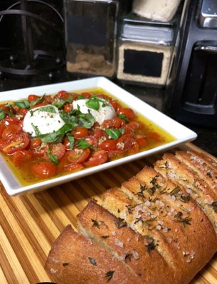 Current Italian Menu Recommendations - APPETIZERS:
Le Polpette
Housemade italian meatballs served with a roasted garlic marinara sauce and fresh basil

Roasted Tomato and Ricotta Bruschetta 
garlic, fresno chilis, mozzarella, basil, sundried tomato puree, parmesan cheese 

Risotto Arancini with marinara
Dates stuffed with goat cheese and roasted sunflower seeds wrapped in prosciutto

Brie & fig Canape
Baked brie topped with a fresh fig jam on a toast point

Creamy Chicken Pesto wonton cups
Wonton cups stuffed with creamy chicken pesto

Artichoke Crostini
Creamy marinated artichoke heart spread baked on a crostini and topped with fresh parmesan cheese and a balsamic glaze

Seared Duck Breast Crostini
Seared duck breast with cherry tom confit on a toast point topped with a roasted garlic aioli and micro herbs

Caprese Skewers
Fresh basil, cherry tomatoes and mozzarella balls on a small skewer topped with a balsamic glaze

Stuffed Mushrooms
   cremini mushrooms with duxelle, garlic and herbs served with a garlic cream sauce

Salmon Cakes
Housemade salmon cakes topped with dill crema, chives and lemon zest

Mini Beef Wellington
   filet mignon wrapped in prosciutto, mushroom duxelle and puff pastry baked until golden brown and served with a bearnaise sauce

Pizza Pinwheels
your choice of pepperoni or cheese pizza rolled in pizza dough and baked until golden


MAINS
Stuffed Portabella
portabella stuffed with duxelle and baked with an herb panko

Eggplant Parmigiana
breaded eggplant topped baked with fresh mozzarella and basil then topped with housemade marinara sauce

Vegetarian Lasagna 
lasagna layered with spinach, ricotta cheese and squash

Roasted Walnut Pesto Chicken Breast
Pan seared chicken topped with a roasted walnut pesto, tomatoes and fresh parmesan cheese

Lemon Herb Chicken
Grilled chicken marinated with lemon, garlic and herbs topped with a shallot and white wine sauce

Grilled Chicken Alfredo
Grilled chicken thighs served over penne tossed in our creamy parmesan mornay sauce

Shrimp Scampi
shrimp served over linguini pasta tossed in our garlic, butter and herb sauce

Tomato Braised Beef
Beef braised in a tomato chili broth with onion, garlic, cherry tomatoes, fresno chilis and cilantro topped with an herbed goat cheese

Spaghetti with meatballs
classic spaghetti noodles topped with our housemade marinara sauce

Spinach and Cheese Stuffed Ravioli with a Vodka Red Sauce
ravioli stuffed with spinach and cheese topped with a creamy vodka red sauce

Chicken Pesto Ravioli
ravioli stuffed with chicken pesto and served with a creamy pesto mornay sauce


SIDES:
Roasted Garlic Rosemary Potatoes
Roasted potatoes seasoned with garlic, spices and rosemary

Scallop Potatoes
Creamy scalloped potatoes layered and topped with monterey jack cheese

Penne Pesto
Penne pasta tossed in a classic pesto made with fresh basil

Browned Butter Orzo Pasta
Orzo pasta seasoned with garlic, herbs and browned butter mixed with dried cranberries

Roasted Vegetable Medley
Roasted fresh seasonal vegetables

Sicilian Brussel Sprouts
Roasted brussel sprouts with pancetta, parmesan and a balsamic glaze

Antipasto Salad
fusilli pasta with provolone, olives, mixed meats, roma tomatoes, red onions and extra virgin olive oil


SALADS
Garden Salad
Mixed greens with cucumbers, tomatoes and red onions tossed in a seasonal vinaigrette

Caesar Salad
Crisp romaine lettuce, freshly grated parmesan cheese and croutons tossed in caesar dressing

Caprese Salad
Fresh basil, sliced mozzarella and roma tomatoes layered with a drizzle of extra virgin olive oil and a balsamic reduction

Mediterranean Mixed Green Salad
Mixed greens with artichoke hearts, cucumbers, cherry tomatoes, red onions and feta cheese tossed in a greek feta vinaigrette

Spinach Salad
Spinach with cherry tomatoes, red onions, goat cheese and toasted almonds tossed in a balsamic vinaigrette