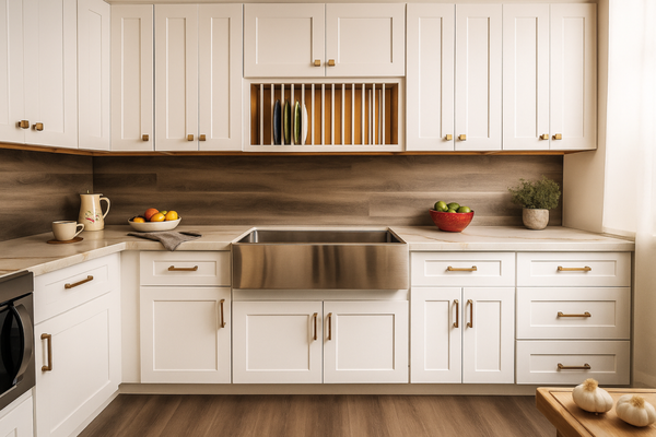 White Shaker Full Kitchen Sets - For over two decades, we've maintained a reputation for excellence in kitchen cabinetry, solidifying our position as an industry leader. With two international warehouses and a third on the horizon in Asia, our global presence is expanding to better serve our customers worldwide.

Consistently rated among the best in the industry by our satisfied clientele, we take pride in our handcrafted cabinets, offered at competitive prices. In a world dominated by prefabrication, we stand out as a beacon of uniqueness in the cabinetry industry, committed to delivering unparalleled quality and craftsmanship with every product we create.