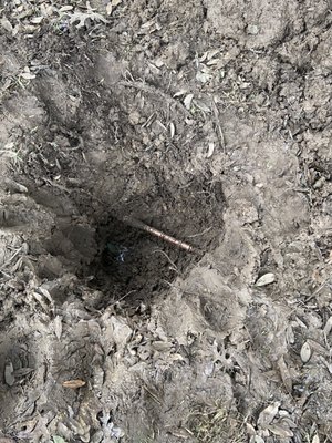 Broken Water Line - ATT was running new cables and broke a customer's water line. We dug up the broken pipe, siphoned out the water, and repaired it with new type L copper.