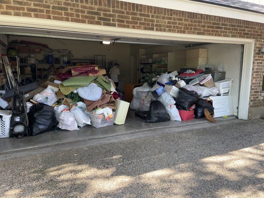 Garage Cleanout - The customer is in the process of downsizing. They gathered everything they wanted to get rid of and placed it into the garage. They even decided to rip out all the carpet and padding form the upstairs bedrooms and added it to the pile. We cleared out the garage in a couple hours and the customer was extremely happy. Give us a call if you are looking to get your garage cleaned out! Garage Cleanout - The customer is in the process of downsizing. They gathered everything they wanted to get rid of and placed it into the garage. They even decided to rip out all the carpet and padding form the upstairs bedrooms and added it to the pile. We cleared out the garage in a couple hours and the customer was extremely happy. Give us a call if you are looking to get your garage cleaned out!