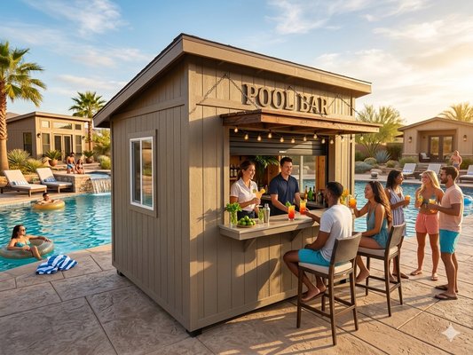 Bar and Concession Stands built by Shed World in California - At Shed World, we specialize in designing and building custom bar sheds, concession stands, and outdoor entertainment buildings for a wide range of uses. Whether it’s a backyard bar, golf course beverage station, snack shack, event concession booth, or commercial serving kiosk, ticket booth, or security shack - we can build it.
This portfolio showcases several custom projects we’ve completed, each designed to fit the client’s exact needs. Many of these buildings feature roll up serving windows, sliding glass doors, vaulted ceilings and custom layouts built for both residential and commercial use.
Our bar and concession sheds are perfect for backyard entertainment areas, poolside bars, sports bars, food service stations, and public venue concessions. Every building is custom built and can be designed to any size, style, or function.
From concept to completion, Shed World builds durable, attractive, and functional specialty sheds throughout Southern California. Bar and Concession Stands built by Shed World in California - At Shed World, we specialize in designing and building custom bar sheds, concession stands, and outdoor entertainment buildings for a wide range of uses. Whether it’s a backyard bar, golf course beverage station, snack shack, event concession booth, or commercial serving kiosk, ticket booth, or security shack - we can build it.
This portfolio showcases several custom projects we’ve completed, each designed to fit the client’s exact needs. Many of these buildings feature roll up serving windows, sliding glass doors, vaulted ceilings and custom layouts built for both residential and commercial use.
Our bar and concession sheds are perfect for backyard entertainment areas, poolside bars, sports bars, food service stations, and public venue concessions. Every building is custom built and can be designed to any size, style, or function.
From concept to completion, Shed World builds durable, attractive, and functional specialty sheds throughout Southern California.
