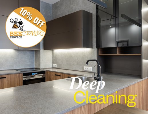 Deep Cleaning - Deep Cleaning goes beyond the surface, reaching those often-neglected areas that accumulate grime over time. Our approach includes cleaning inside appliances, scrubbing grout, washing windows, and more. This is ideal for seasonal cleaning, preparing for special events, or rejuvenating your space after a long period without professional cleaning. Deep cleaning transforms your home's appearance and makes it a healthier environment by eliminating hidden dirt and allergens. Experience the difference with our service. Book today for a 10% discount, and ask about our 5% off for regular clients!