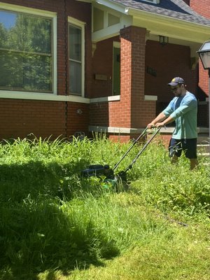 Long grass no problem! - Mowed the yard and got everything off of the sidewalks did the backyard as well but no pictures Long grass no problem! - Mowed the yard and got everything off of the sidewalks did the backyard as well but no pictures