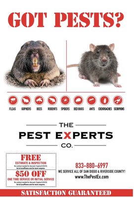 GOPHERS, RODENTS, GENERAL PEST, BEES, BED BUGS…
FREE ESTIMATES! NO CONTRACTS ! - Now offering FREE ESTIMATES AND NO CONTRACTS! Call now!
