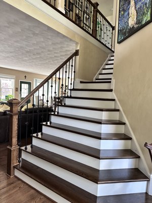 Staircase remodel - This customer changed from carpet to a complete staircase redo. Staircase remodel - This customer changed from carpet to a complete staircase redo.