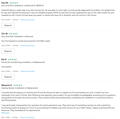 5 Star Customer Reviews - Take a look at these reviews from our some amazing customers. Give us a call today! 5 Star Customer Reviews - Take a look at these reviews from our some amazing customers. Give us a call today!