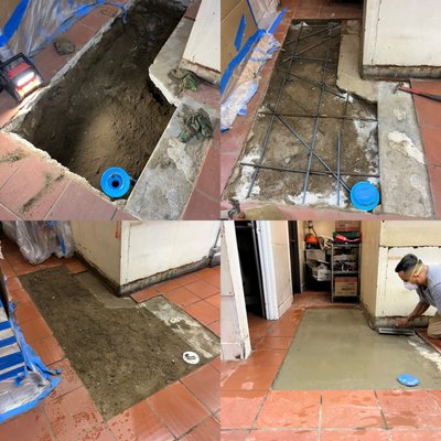 Overnight commercial clean out access - Clean out access and rough patch cement