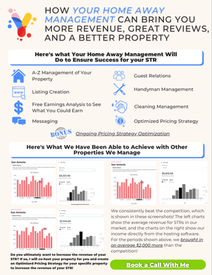 Pricing strategy to outperform your market! - Every month my listings have been live I have outperformed my comp properties in my market. When everyone else says they use dynamic pricing, we actually know what that means. It's more than a "let the software do it's thing/set it and forget it". We actually PAY ATTENTION to the market and the trends to make sure we're not only bringing in revenue, but maximizing that revenue based on what the market is doing. Do you want a lazy revenue manager or someone who pays attention? Pricing strategy to outperform your market! - Every month my listings have been live I have outperformed my comp properties in my market. When everyone else says they use dynamic pricing, we actually know what that means. It's more than a "let the software do it's thing/set it and forget it". We actually PAY ATTENTION to the market and the trends to make sure we're not only bringing in revenue, but maximizing that revenue based on what the market is doing. Do you want a lazy revenue manager or someone who pays attention?