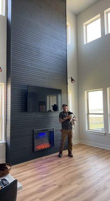 Fireplace - Electric fireplace installation and framing. Fireplace - Electric fireplace installation and framing.