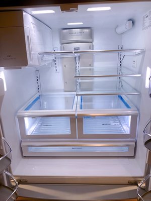 before & after fridge cleanup - This fridge before cleanup was not in the best condition, having stains and sticky residue. We managed to clean the fridge to the fullest, leaving it absolutely spotless.
