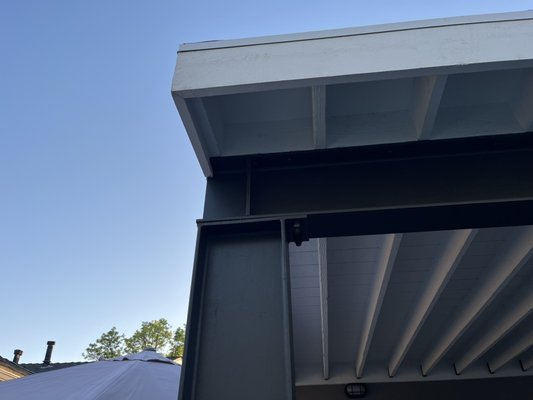 Removal and Replacement of wood members . - This is one of our own homes that was done by Our crews!! Only thing we didn’t do was the steel beam . But we built around to accomplish same design as previous Patio.