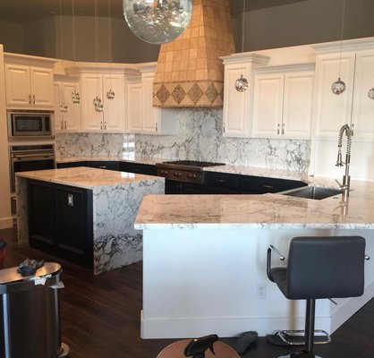 kitchen install - quartz countertop projects we have done with full height backsplash! kitchen install - quartz countertop projects we have done with full height backsplash!