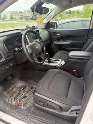 Chevy Colorado - Completed a full Platinum Interior Detail on this Chevy Colorado today. Interior received a deep vacuum throughout including under seats, cracks, vents, and all hard-to-reach areas. All interior plastics, trim, dash, console, cupholders, and door panels were thoroughly cleaned and protected.
Carpets and cloth seats were fully shampooed and extracted to remove embedded dirt, stains, and buildup. Floor mats were deep cleaned and restored as well. Finished off with interior glass cleaning, detail brush work throughout the cabin, and odor reduction treatment to leave the interior looking and feeling refreshed again.