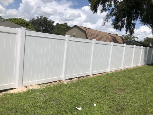 White vinyl - Durable fence that will give you full privacy and safety for your pets or children. Will enhance your yard and bring your property value up. Very easy to clean. White vinyl - Durable fence that will give you full privacy and safety for your pets or children. Will enhance your yard and bring your property value up. Very easy to clean.
