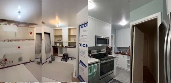 Kitchen Remodel - This remodel was done on 1950 kitchen that was outdated. Rest of the apt had 90s renovation, so the kitchen needed it the most.
Everything was demolished according to safety guidelines for lead toxic buildings.
Plumber had to work with water supply lines in the walls to match modern appliance.
Work done with placement of electric box and usb outlets.
Cabinets made custom, with LED lighting.
Black marble tiling and painting done according to high quality standards.
Job well done. Kitchen Remodel - This remodel was done on 1950 kitchen that was outdated. Rest of the apt had 90s renovation, so the kitchen needed it the most.
Everything was demolished according to safety guidelines for lead toxic buildings.
Plumber had to work with water supply lines in the walls to match modern appliance.
Work done with placement of electric box and usb outlets.
Cabinets made custom, with LED lighting.
Black marble tiling and painting done according to high quality standards.
Job well done.