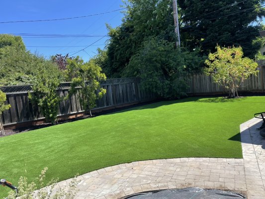 Artificial Turf. - This project was full of weeds Owner contact us to do a Beautiful backyard renovation with Artificial Turf and Brown Mulch. Artificial Turf. - This project was full of weeds Owner contact us to do a Beautiful backyard renovation with Artificial Turf and Brown Mulch.