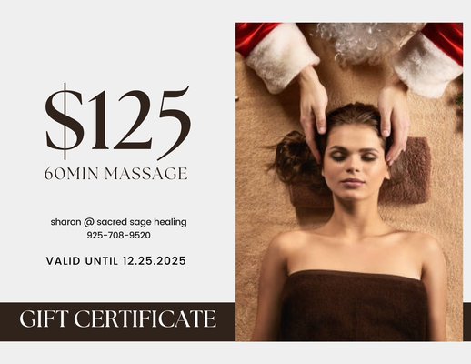 Gift certificates available for a mobile 60min and 75min massages- I bring my table to customers home for massage - 60 or 75min out all mobile massage certificates available for the holidays! Gift certificates can be emailed to the person of your choice once paid for via Zelle or Venmo. Gift certificates available for a mobile 60min and 75min massages- I bring my table to customers home for massage - 60 or 75min out all mobile massage certificates available for the holidays! Gift certificates can be emailed to the person of your choice once paid for via Zelle or Venmo.