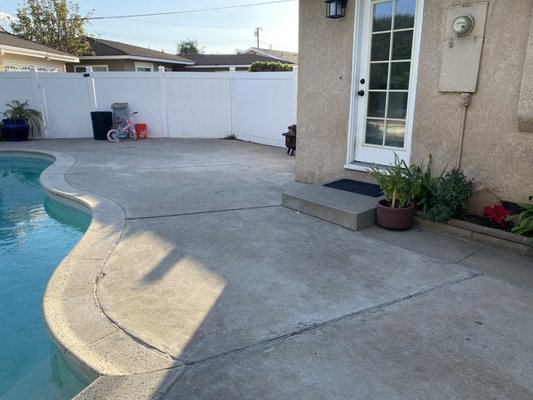 La Habra - This pool had old copper plumbing and I suggested a replumb. The clients were on board so new skimmer new main drains new light inch and conduit ran to equipment , return lines and added a vacuum line with valve. The existing equipment was reused. We added pour in place Coping new tile and Tahoe blue mini pebble while adding a bench and love seat in the pool as well. The existing deck was stained and Patch deck that we needed to do for the new plumbing.  La Habra - This pool had old copper plumbing and I suggested a replumb. The clients were on board so new skimmer new main drains new light inch and conduit ran to equipment , return lines and added a vacuum line with valve. The existing equipment was reused. We added pour in place Coping new tile and Tahoe blue mini pebble while adding a bench and love seat in the pool as well. The existing deck was stained and Patch deck that we needed to do for the new plumbing. 