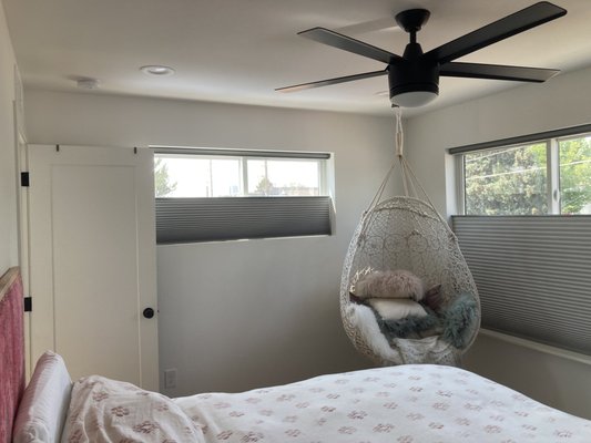 Tear Drop Hanging Chair Installation - After the installation of smart shades, their daughter needed a special touch to her personal space. Why not a reading/relaxing swing chair for comfort? Tear Drop Hanging Chair Installation - After the installation of smart shades, their daughter needed a special touch to her personal space. Why not a reading/relaxing swing chair for comfort?