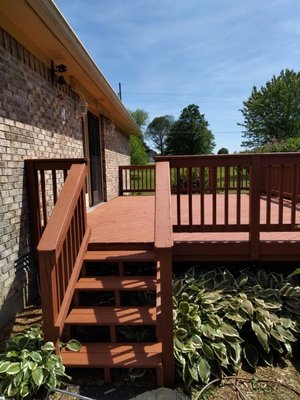 Deck upgrade - We pressure washed and stained the deck with solid stain. Deck upgrade - We pressure washed and stained the deck with solid stain.