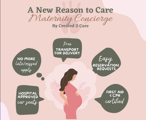 Maternity Transportation - We take great pride in taking CARE of you and your bundle of joy.

Ask us about Maternity Concierge by Created 2 Care!