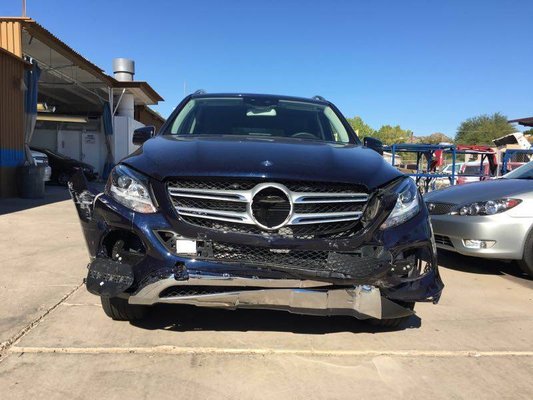 Mercedes Benz GLE front end damage - This Mercedes Benz GLE SUV was in a front end collision. The customer had us use all factory parts and the repairs were all complete to the factory specifications. The customer loved the finished product! Mercedes Benz GLE front end damage - This Mercedes Benz GLE SUV was in a front end collision. The customer had us use all factory parts and the repairs were all complete to the factory specifications. The customer loved the finished product!