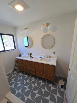 Bathroom Remodel - Before and after pictures, Full bathroom from A To Z, Including relocating toilet, Enlarging shover, And upgrading to double vanity from single Bathroom Remodel - Before and after pictures, Full bathroom from A To Z, Including relocating toilet, Enlarging shover, And upgrading to double vanity from single