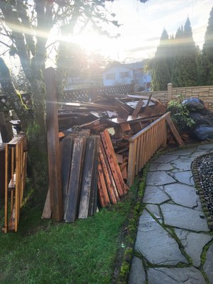 Clean up complete! - The boys and i cleaned up this yard for a customer who removed an old deck and built himself a beautiful new deck.