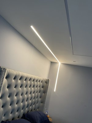 Master Bedroom ‘L’ shape Led linear ￼￼nightstand light￼ - When it comes to LED linear lighting ,we do our best to look amazing and work Flawless￼, 
made 100% by RNG Electrical￼ 
Call or text us for quote
310 469 1000