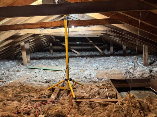 Insulation services. - Here we have full removal of old insulation, and full air leak seal and insulation. Insulation services. - Here we have full removal of old insulation, and full air leak seal and insulation.