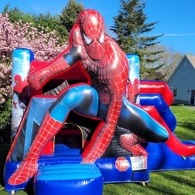 Amazing combos - Spiderman and Uni combo bouncers ready to rent for your  summer events.