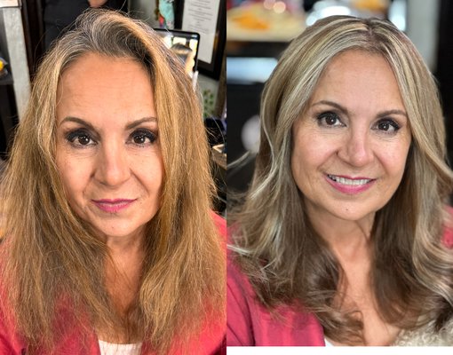 Our colorful weekend ; Before's and After's - Take a look at our super high shine and dimensional contrast hair color makeovers .
Making women feel more  beautiful everyday!
So rewarding and so much fun!