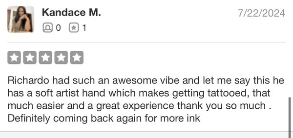 Clients 5 star reviews - Book a consultation with our talented artists, and let's exchange ideas to craft something truly special. Whether you have a specific design in mind or need help refining your concept, we’re here to collaborate and bring your vision to life.
Don’t wait—call us today to schedule your appointment and start your journey towards a one-of-a-kind tattoo! Clients 5 star reviews - Book a consultation with our talented artists, and let's exchange ideas to craft something truly special. Whether you have a specific design in mind or need help refining your concept, we’re here to collaborate and bring your vision to life.
Don’t wait—call us today to schedule your appointment and start your journey towards a one-of-a-kind tattoo!