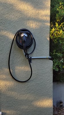 Outdoor Level 2 EV Charging Station - This Level 2 Charging station was installed on a 50 amp circuit, it required some custom conduit installation inside the homes crawl space and exterior walls. Outdoor Level 2 EV Charging Station - This Level 2 Charging station was installed on a 50 amp circuit, it required some custom conduit installation inside the homes crawl space and exterior walls.