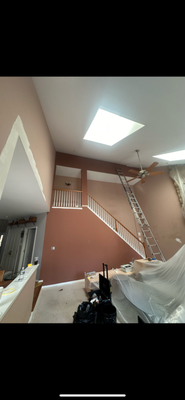2 Tone Wall Repaint - This was a 2 tone repaint that was done on a high ceiling interior 2 Tone Wall Repaint - This was a 2 tone repaint that was done on a high ceiling interior