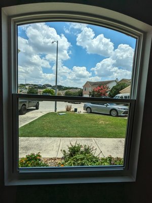 Window Replacement (San Antonio, 2024) - The LoE coating on these windows allows this homeowner to work from home with the natural light *and* energy efficiency instead of keeping the drapes closed all day to ward off the heat.