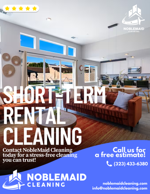 Airbnb - Hosting on Airbnb? Let NobleMaid Cleaning handle the turnover with professional, reliable service to keep your space spotless and guest-ready. Book now for a stress-free cleaning experience! Airbnb - Hosting on Airbnb? Let NobleMaid Cleaning handle the turnover with professional, reliable service to keep your space spotless and guest-ready. Book now for a stress-free cleaning experience!