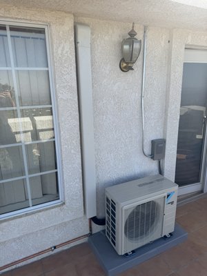 Mini Split Install - This install was done for a couple who had central heating and air conditioning but wanted to cool their upstairs bedroom without running the entire system. We installed a 12k mini split heat pump with their outdoor unit being on their deck and condensate line running into the gutters.
Happy we could provide a more cost effective solution to those hot summer nights! Mini Split Install - This install was done for a couple who had central heating and air conditioning but wanted to cool their upstairs bedroom without running the entire system. We installed a 12k mini split heat pump with their outdoor unit being on their deck and condensate line running into the gutters.
Happy we could provide a more cost effective solution to those hot summer nights!