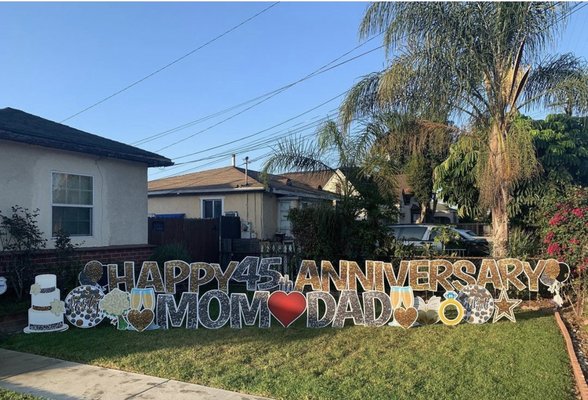 Anniversary lawn greeting - No matter the occasion, a yard sign greeting is sure to be a hit! We have yard signs for birthday, graduation, anniversary, congratulations, new baby announcement, bridal shower, retirement, welcome home, open house….oh, so many occasions to shout your feelings right out front in the yard.