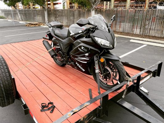 Towing - Transported from Anaheim to Norco - we followed proper procedures to ensure the safety of the bike and those involved! Towing - Transported from Anaheim to Norco - we followed proper procedures to ensure the safety of the bike and those involved!