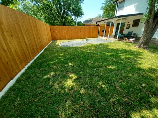 Lawn care 2022 - This client wanted to install Sod and an area to put a fire pit. We removed all the cement and stone, cleared all the old grass and weeds. added 2-3" of soil and laid the new Sod