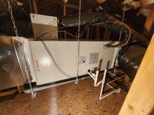 Bosch Split System, Chandler, AZ - New 3 Ton Bosch Split Unit in Attic with a new support system. Bosch Split System, Chandler, AZ - New 3 Ton Bosch Split Unit in Attic with a new support system.