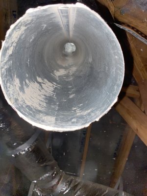Dryer vents cleaning - We had to access the attic and disassemble the dryer vent to clean it thoroughly in both directions, as it was completely blocked.