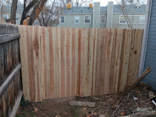 Residential 6' Nail-on dog ear fence - This project happened quick fast and a hurry. I have a quick completion time, with no cut corners. my holes are always dug to 30'' at minimum and my post are set to height. so you are getting every bit of what you pay for, and with 30'' hole depth it ensures your post will hold up to fierce winds, or anything else that could cause the sets to come loose in the ground. Residential 6' Nail-on dog ear fence - This project happened quick fast and a hurry. I have a quick completion time, with no cut corners. my holes are always dug to 30'' at minimum and my post are set to height. so you are getting every bit of what you pay for, and with 30'' hole depth it ensures your post will hold up to fierce winds, or anything else that could cause the sets to come loose in the ground.